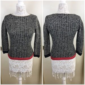 LAST DAY TO PURCHASE! KENAR Black & Cream/White Sweater Size S